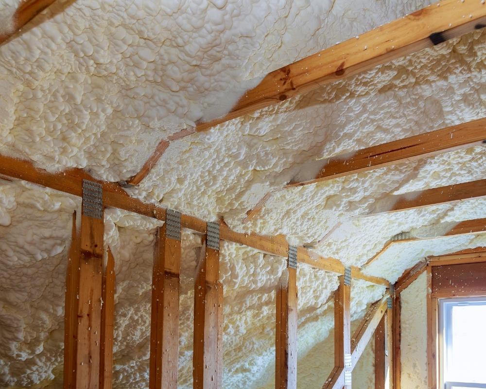 foam insulation applied at house attic interiors effingham il