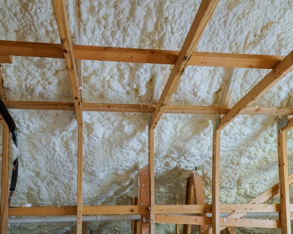 house in construction interiors with spray foam insulation installed decatur il